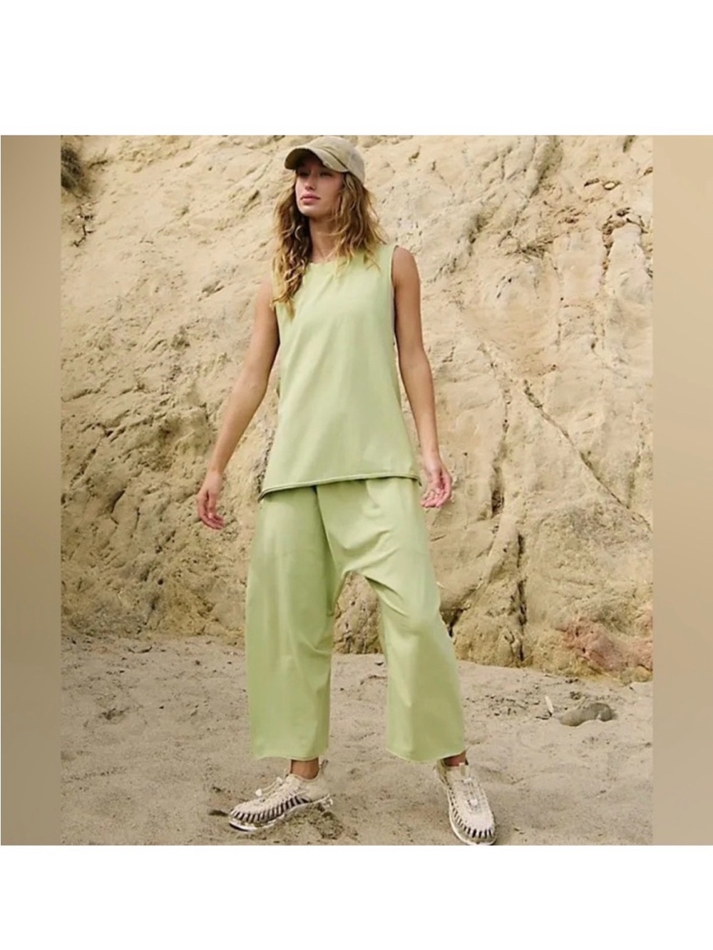 FP Movement by Free People Pale Green Wide-Leg Sleeveless Jumpsuit